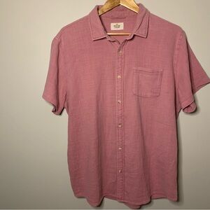 Men’s Marine Layer Shirt Short Sleeve Button Up Cotton Chambray Red Large/XL